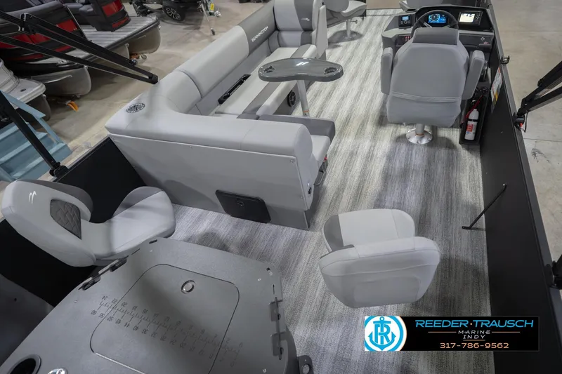 Slide: The Image of Interior of 2026 Bennington 21 SF boat with modern seating and control panel. - 14