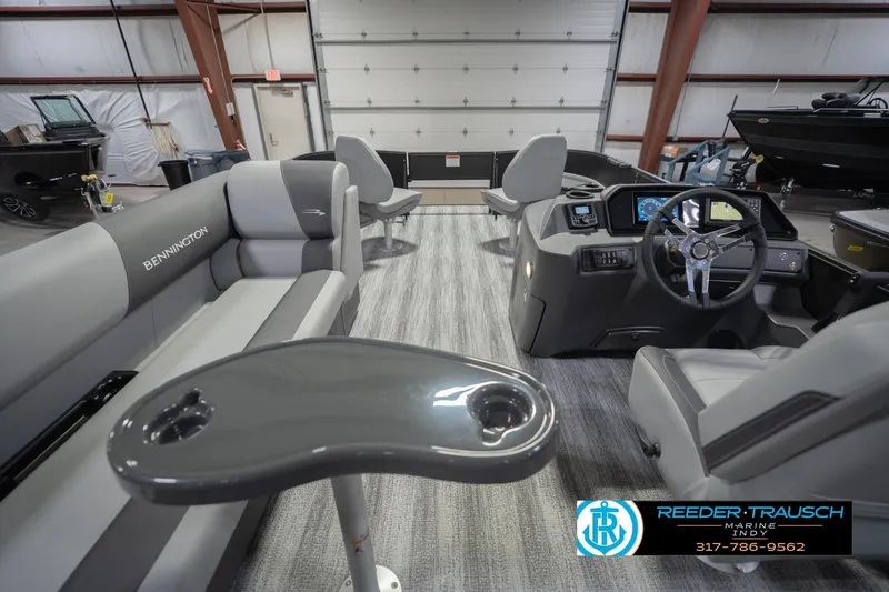 Slide: The Image of Interior of 2026 Bennington 21 SF boat with modern seating and steering console. - 20