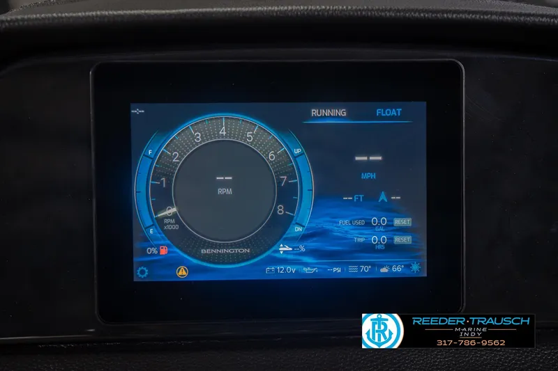 Slide: The Image of Digital dashboard display of 2026 Bennington 21 SF boat, showing RPM and fuel data. - 39