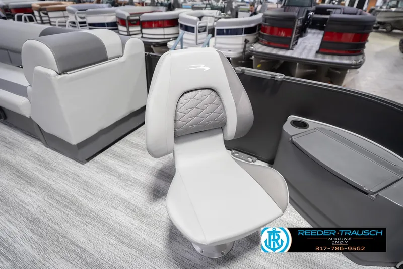 Slide: The Image of 2026 Bennington 21 SF boat interior with gray seating and modern design. - 47