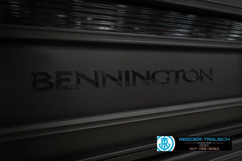 Slide: The Image of 2026 Bennington 21 SF boat logo with Reeder Trausch Marine contact details. - 53