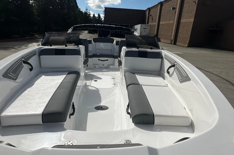 Slide: The Image of 2026 Tahoe T21 boat interior with sleek seating and modern design. - 5