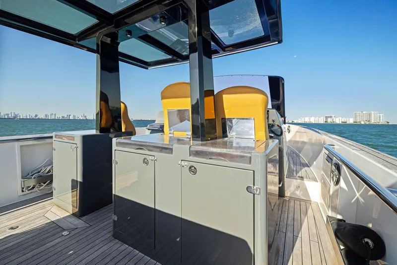 Slide: The Image of 2011 Fjord 40 Open yacht with sleek design, spacious deck, and modern seating. - 17