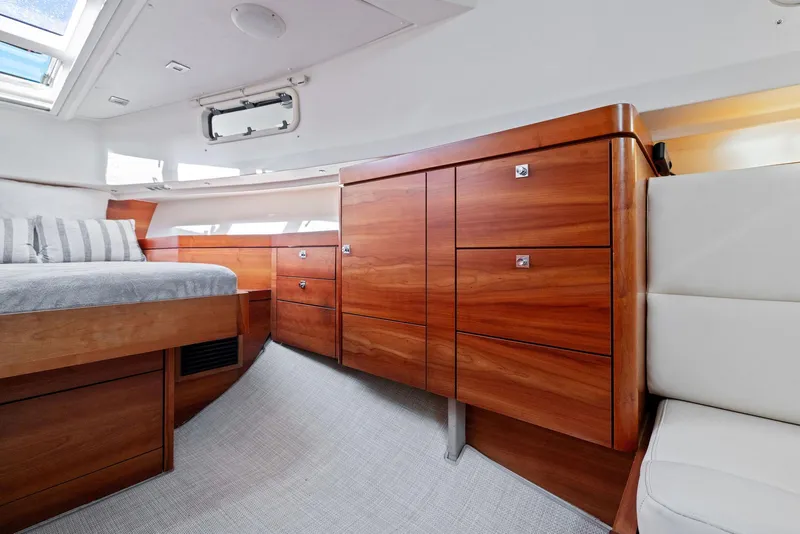 Slide: The Image of Luxurious interior of 2011 Fjord 40 Open yacht with wooden cabinetry and modern design. - 42