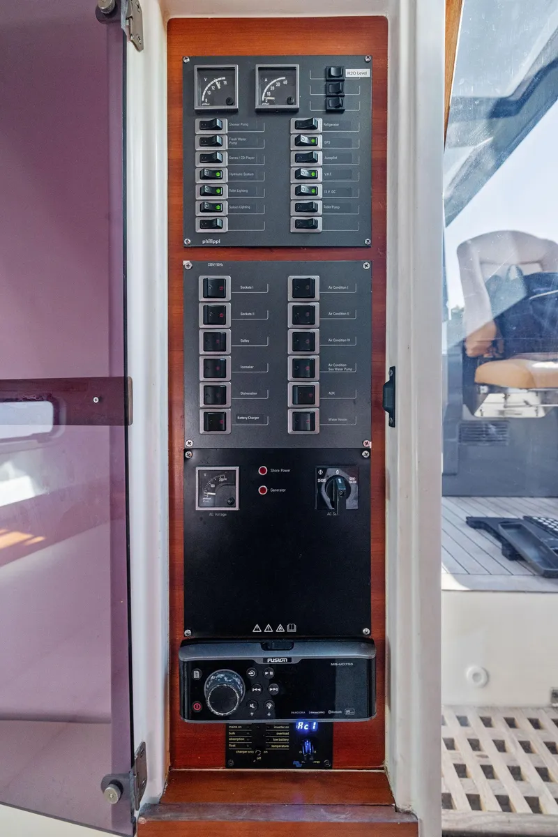 Slide: The Image of Electrical control panel on a 2011 Fjord 40 Open yacht. - 48