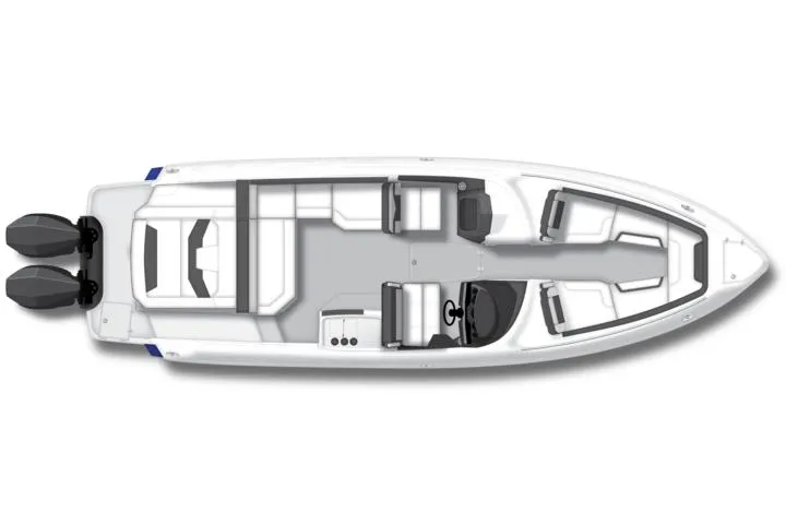 Slide: The Image of Manufacturer Provided Image: 2024 Monterey 305SS Super Sport boat layout, top view, featuring dual engines and spacious seating. - 10