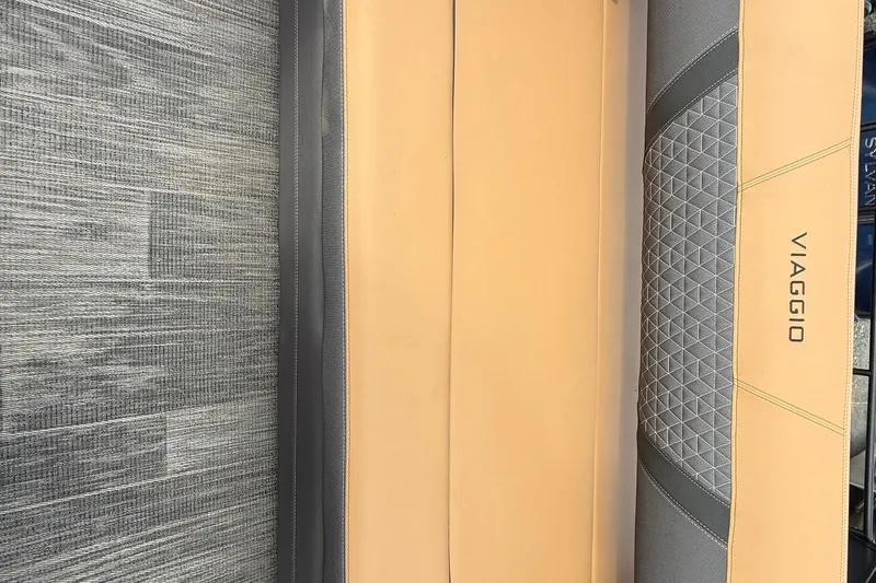 Slide: The Image of 2026 Viaggio Lago Z22S-CC boat seat with beige and gray upholstery design. - 14