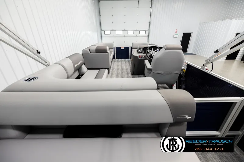 Slide: The Image of 2026 Bennington 188 SLJSE pontoon boat interior with luxurious seating and modern design. - 16