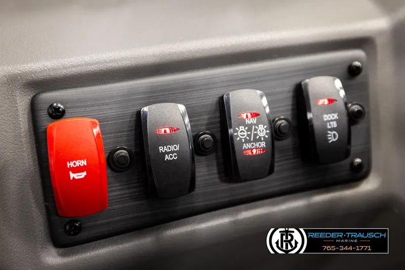 Slide: The Image of Control panel of 2026 Bennington 188 SLJSE boat with labeled switches. - 29