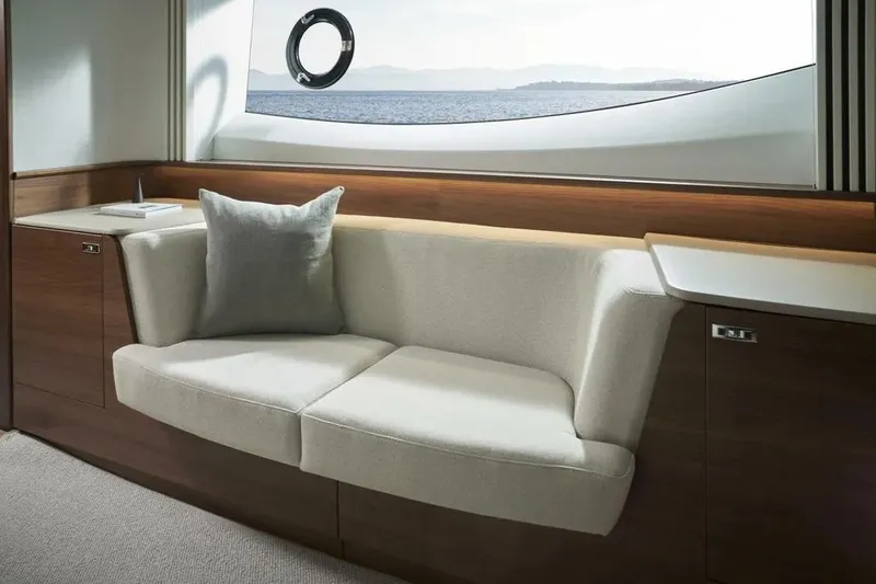 Slide: The Image of Luxurious interior of 2026 Princess F65 yacht with elegant seating and ocean view. - 14