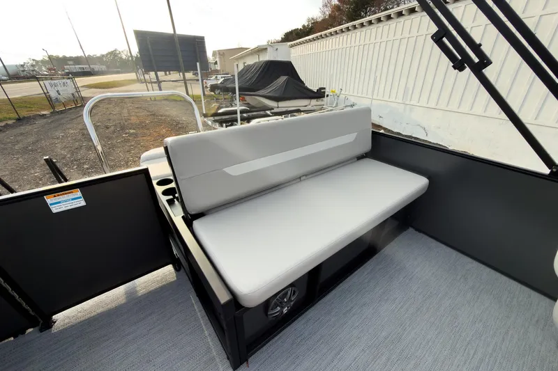 Slide: The Image of 2026 Godfrey Sweetwater Xperience 22' Tritoon with single flip lounge seating. - 24