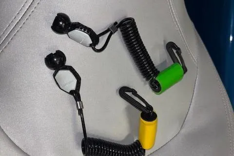 Slide: The Image of Sea-Doo GTX 155 2018 safety lanyards on a gray seat. - 14