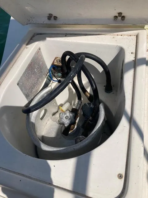 Slide: The Image of Propane storage compartment on a 1995 Catalina 30 Mk III sailboat. - 18