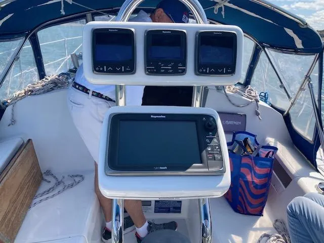 Slide: The Image of Cockpit of 1995 Catalina 30 Mk III sailboat with navigation instruments. - 6