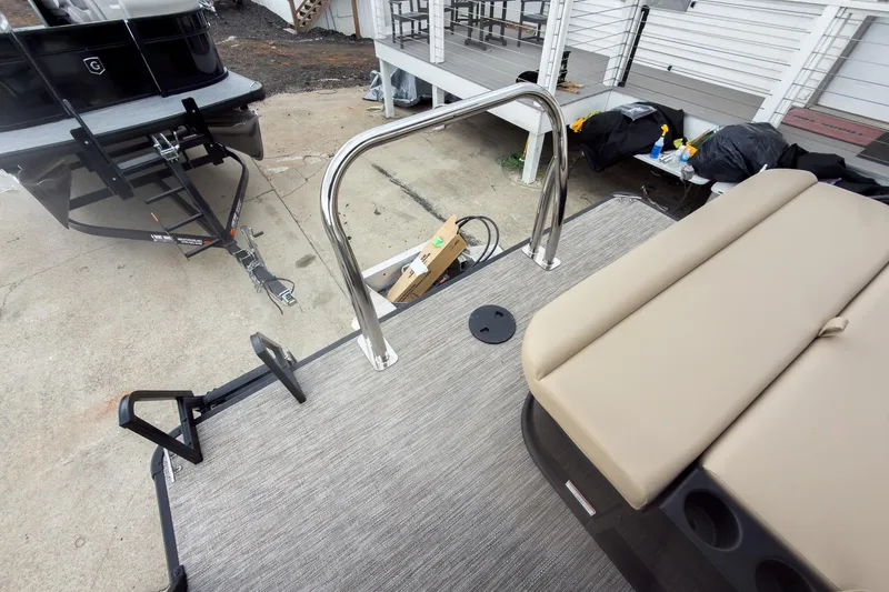 Slide: The Image of 2026 Godfrey Sweetwater Xperience 22' Tritoon with flip lounge and stainless steel railing. - 17