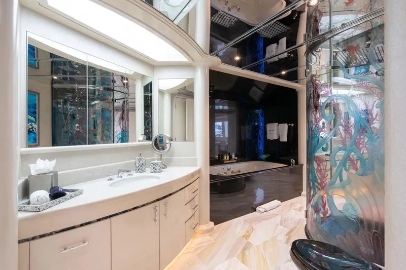 Slide: The Image of Luxurious bathroom in 2001 Westship Skylounge yacht with elegant decor and modern amenities. - 26