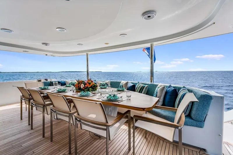 Slide: The Image of Luxurious dining area on 2001 Westship Skylounge yacht with ocean view. - 3