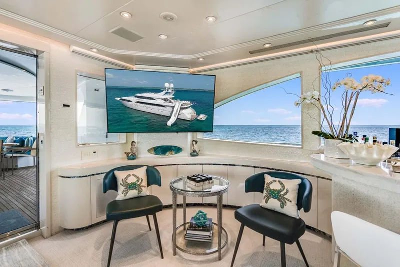 Slide: The Image of Luxurious 2001 Westship Skylounge interior with ocean view, elegant seating, and modern decor. - 8