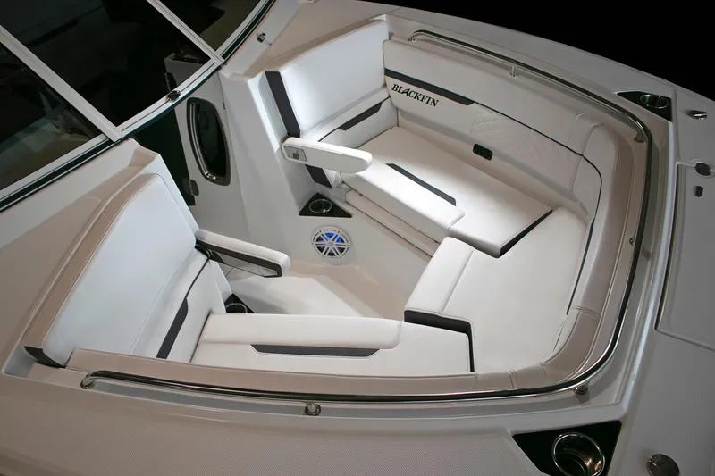 Slide: The Image of Manufacturer Provided Image: 2026 Blackfin 272 DC boat interior with white seating and modern design. - 4