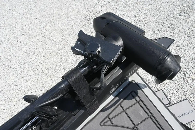 Slide: The Image of Garmin device mounted on 2026 Caymas CX21 boat, featuring advanced navigation technology. - 6