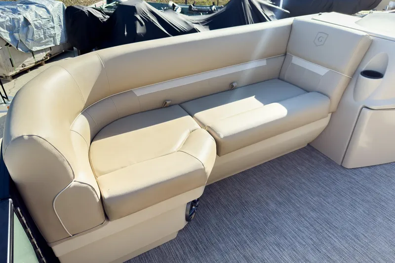 Slide: The Image of Luxurious seating on 2026 Godfrey Sweetwater Xperience 22' Split Bench Tritoon boat. - 11