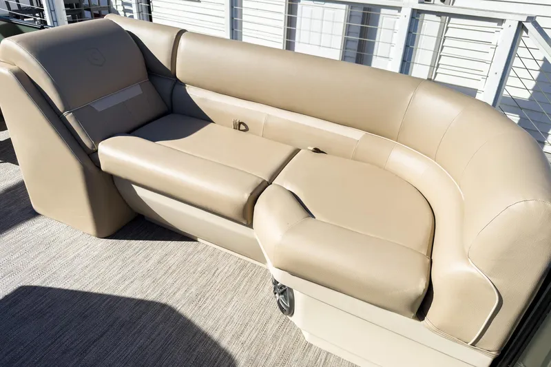 Slide: The Image of Luxurious seating on 2026 Godfrey Sweetwater Xperience 22' Split Bench Tritoon boat. - 12