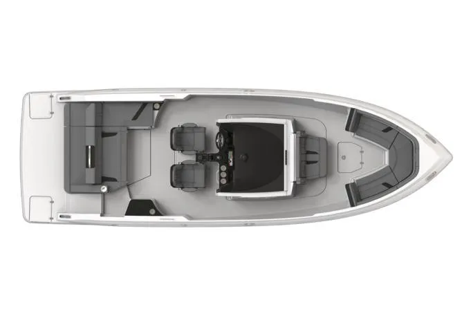 Slide: The Image of Manufacturer Provided Image: Top view of 2026 Monterey Elite 27 SD boat layout with seating and helm. - 29
