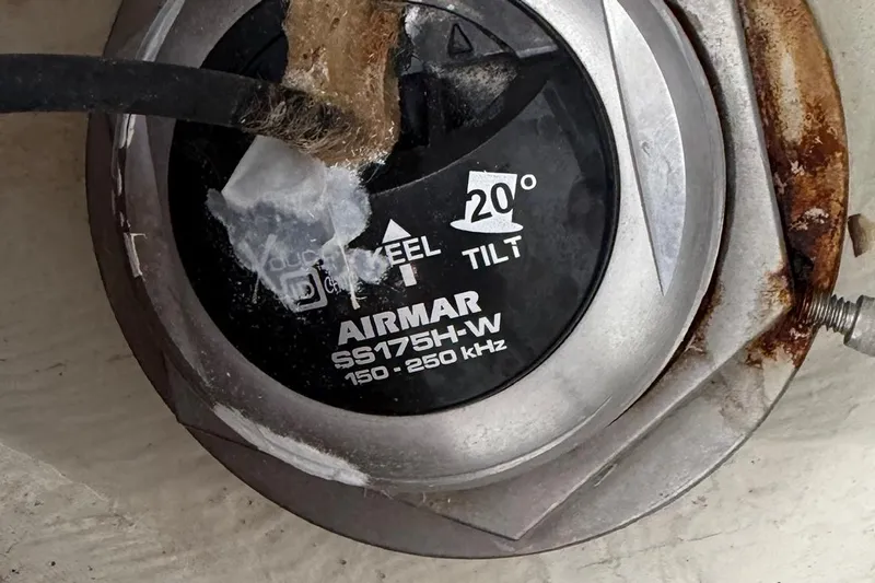 Slide: The Image of Airmar SS175H-W transducer with 20-degree tilt on 2023 Costa Custom Boats 264 HC. - 62