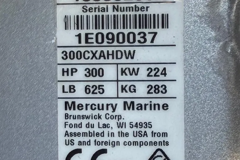 Slide: The Image of Label on 2023 Costa Custom Boats 264 HC, featuring Mercury Marine specifications. - 70