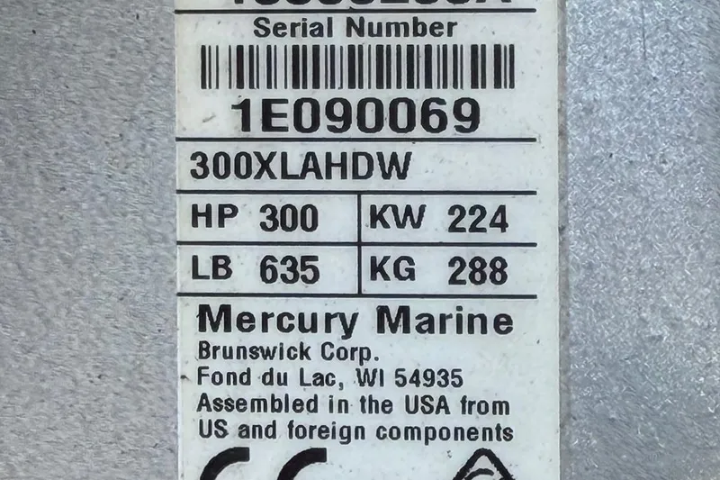 Slide: The Image of Label of 2023 Costa Custom Boats 264 HC, Mercury Marine engine, 300 HP, assembled in USA. - 71