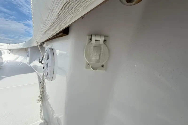 Slide: The Image of 2018 SeaHunter 35 Tournament boat interior with speaker and rope detail. - 37