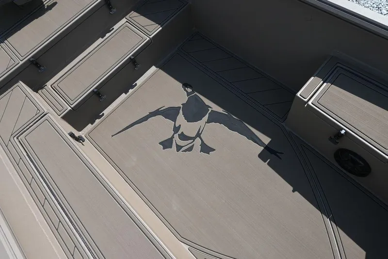 Slide: The Image of Interior of 2026 Thor 1754 boat with bird design on floor. - 11