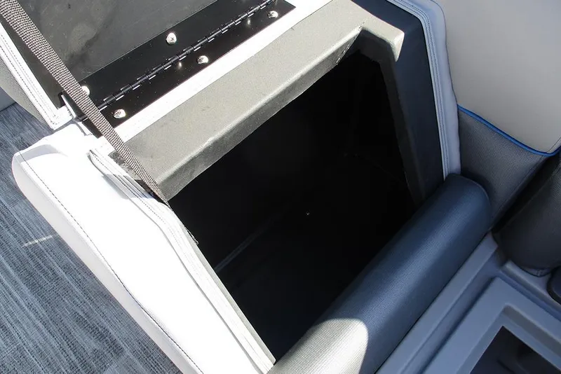 Slide: The Image of Open storage compartment in 2026 Bentley Pontoons 223 Bolt boat, showcasing interior space. - 19