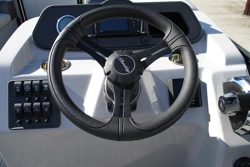 Slide: The Image of Steering wheel and dashboard of 2026 Bentley Pontoons 223 Bolt boat. - 30