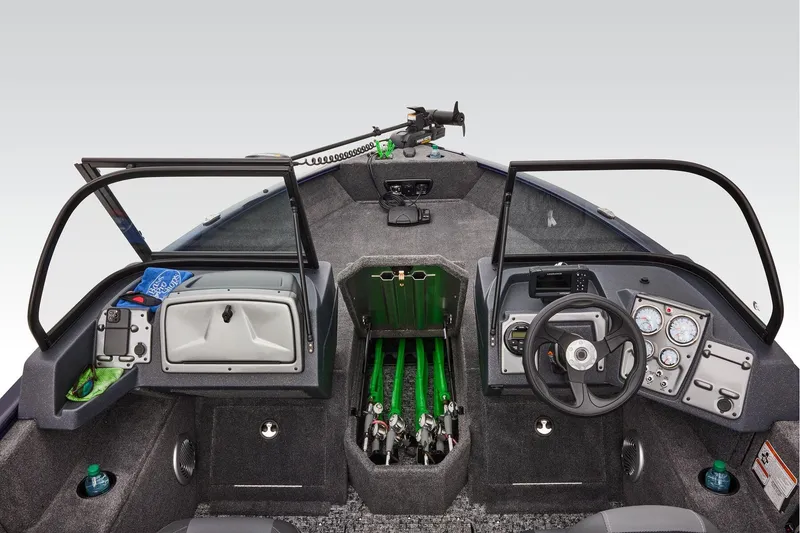 Slide: The Image of Manufacturer Provided Image: 2026 Tracker Pro Guide V-175 WT boat interior with steering console and storage compartments. - 25