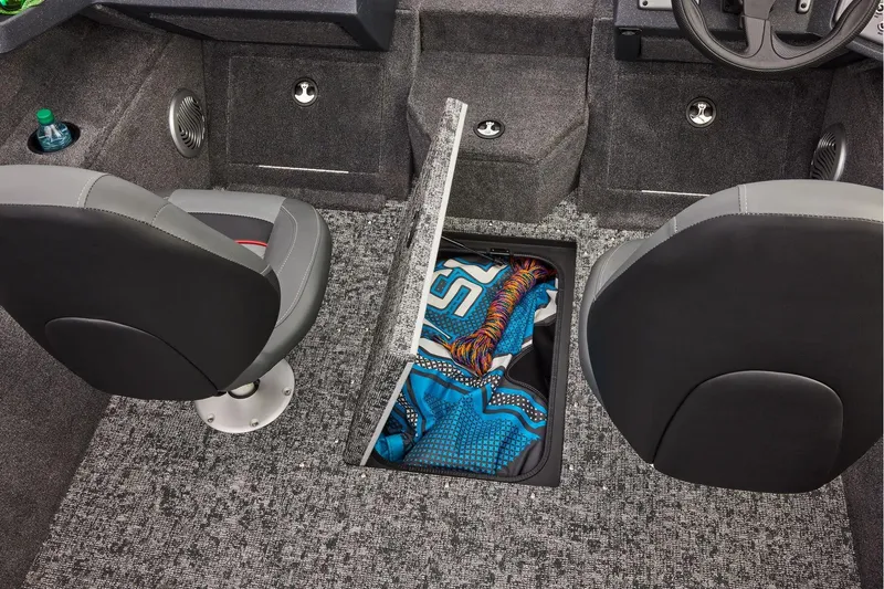 Slide: The Image of Manufacturer Provided Image: Interior of 2026 Tracker Pro Guide V-175 WT boat with storage compartment open. - 27
