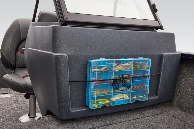Slide: The Image of Manufacturer Provided Image: 2026 Tracker Pro Guide V-175 WT boat interior with fishing tackle storage. - 24