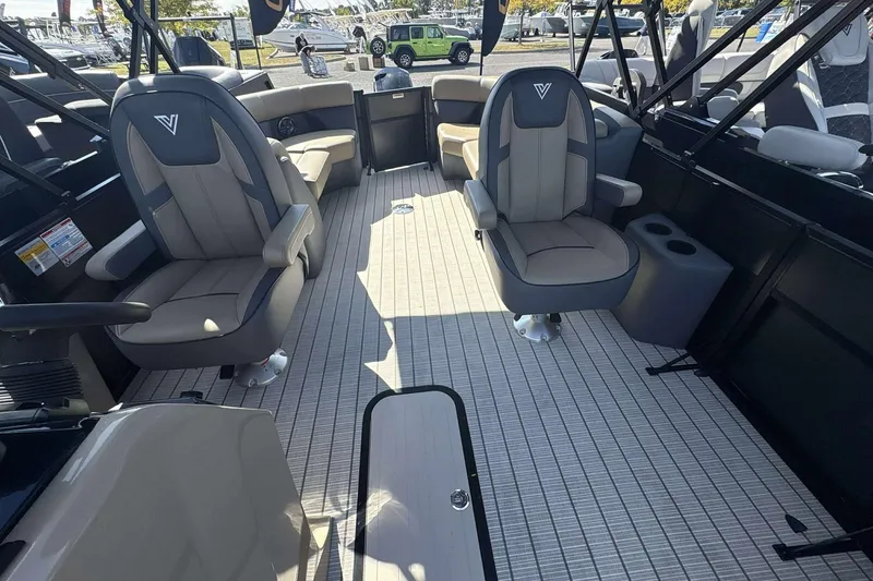 Slide: The Image of Interior of 2026 Viaggio x22u boat with luxurious seating and modern design. - 4