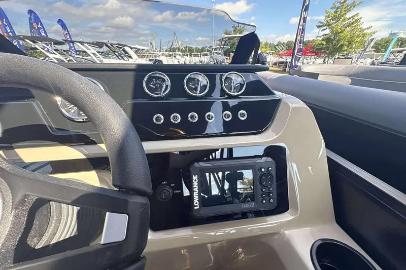 Slide: The Image of Steering console of 2026 Viaggio x22u boat with gauges and navigation system. - 7