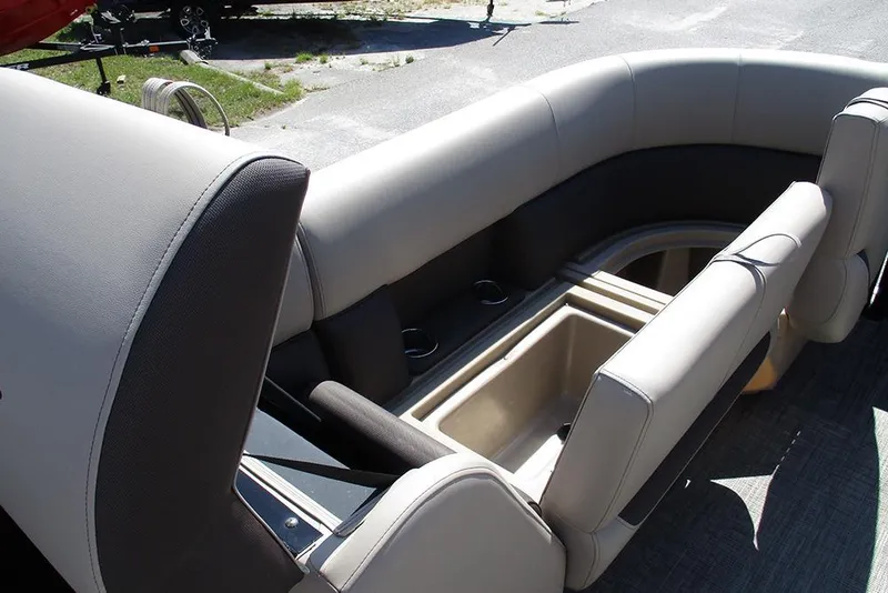 Slide: The Image of 2026 Bentley Pontoons 223 Legacy Swingback interior seating and storage area. - 17
