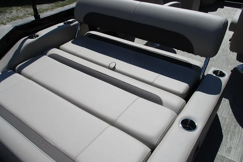 Slide: The Image of 2026 Bentley Pontoons 223 Legacy Swingback interior seating with cup holders. - 23