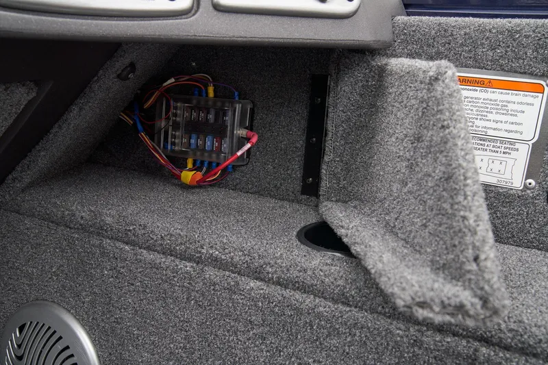Slide: The Image of Manufacturer Provided Image: 2026 Tracker Pro Guide V-175 Combo interior wiring compartment with fuse box. - 36