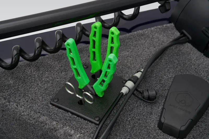 Slide: The Image of Manufacturer Provided Image: Green rod holders on 2026 Tracker Pro Guide V-175 Combo boat deck. - 22