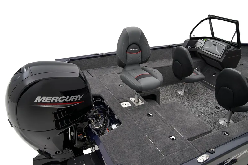 Slide: The Image of Manufacturer Provided Image: 2026 Tracker Pro Guide V-175 Combo boat interior with Mercury engine and seating arrangement. - 46
