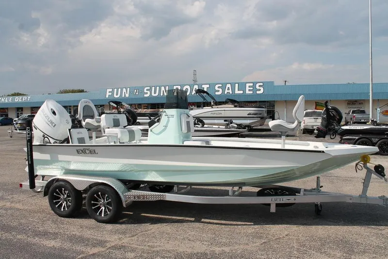 The Image of 2026 Excel Bay Pro Elite 203 boat on trailer at Fun-N-Sun Boat Sales. - 0
