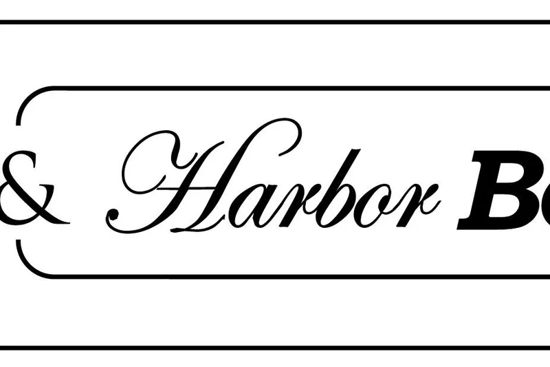 Slide: The Image of Elegant script text reading 'Harbor' with decorative border, related to Maritime 2090 Skiff 2021. - 10
