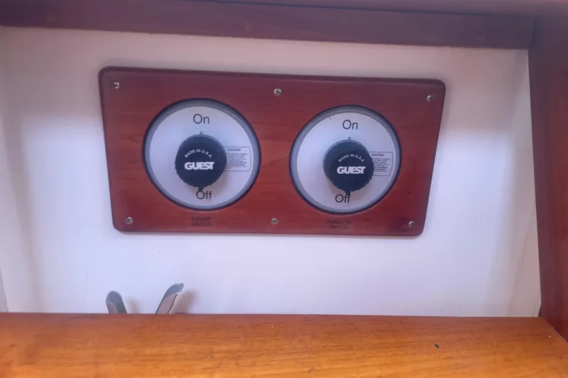 Slide: The Image of 1998 Little Harbor WhisperJet 36 yacht bathroom with sink and toilet. - 11