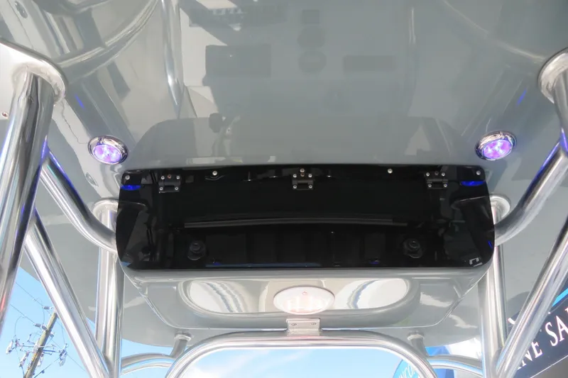 Slide: The Image of 2021 Key West 239 FS boat T-top with LED lights and stainless steel frame. - 42