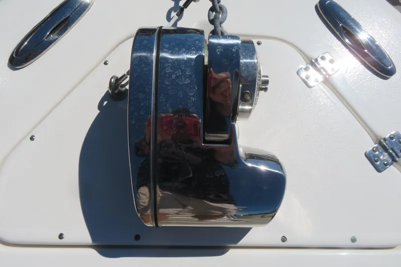 Slide: The Image of Chrome anchor winch on 2021 Key West 239 FS boat deck. - 47