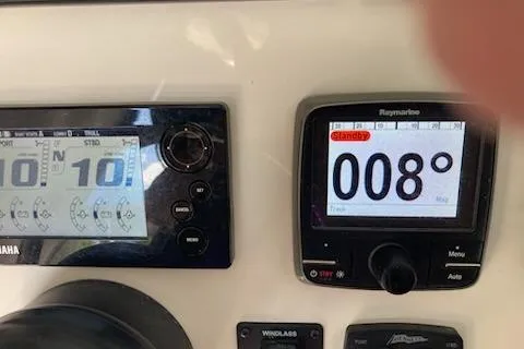 Slide: The Image of Close-up of 2016 Stamas 326 Tarpon boat dashboard with navigation instruments. - 28